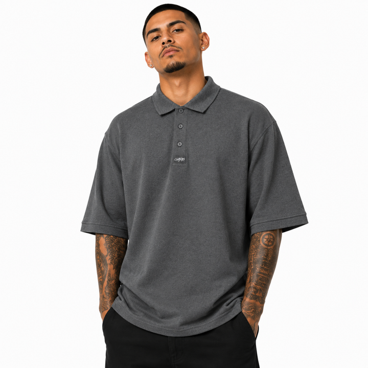 Caltop Heavyweight Solid Polo 3 Button Shirt