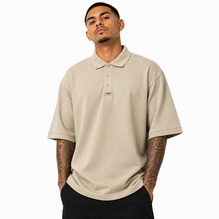Caltop Heavyweight Solid Polo 3 Button Shirt