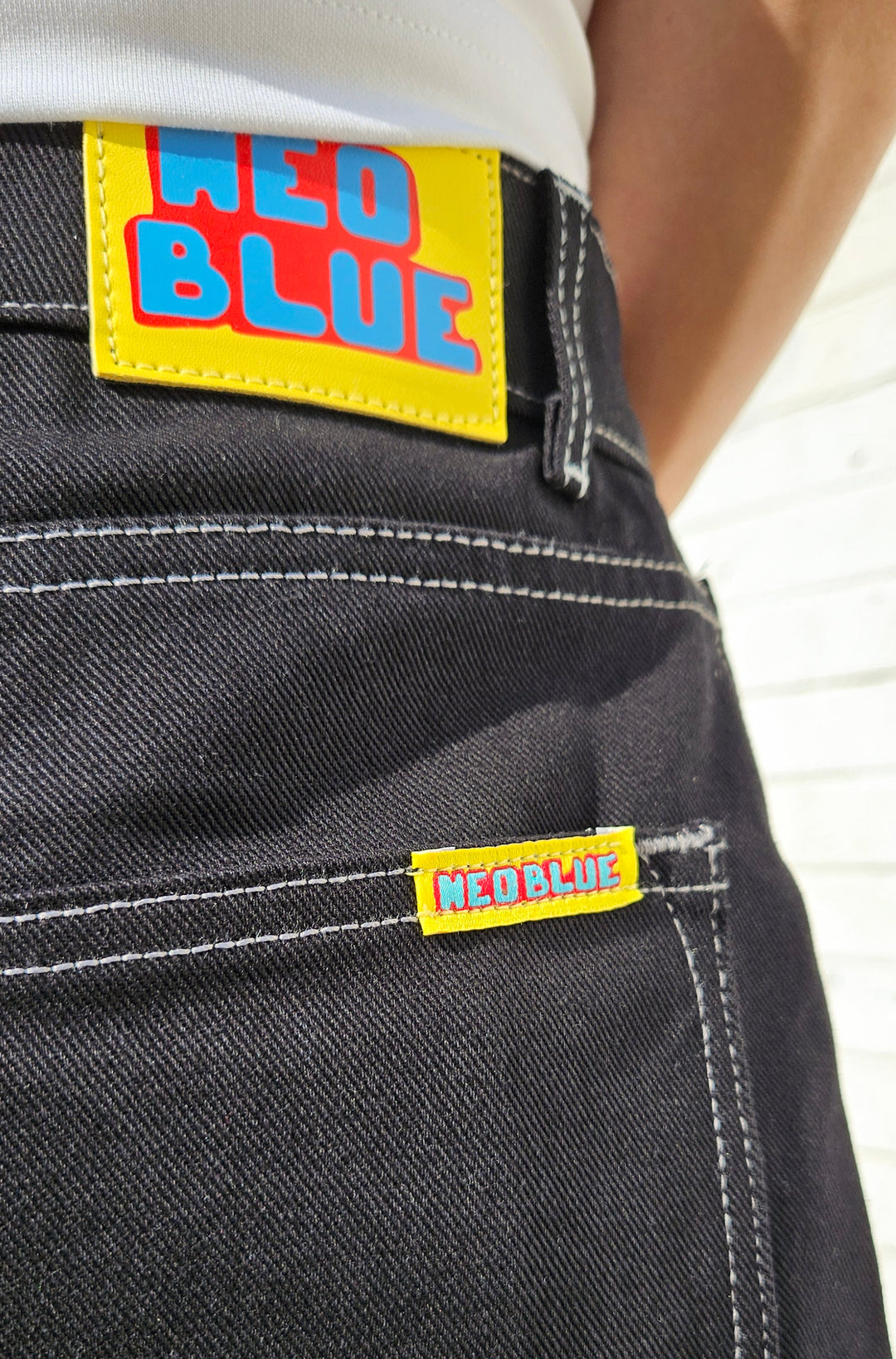 Neo Blue Denim Jet Black Baggy Denim Jeans