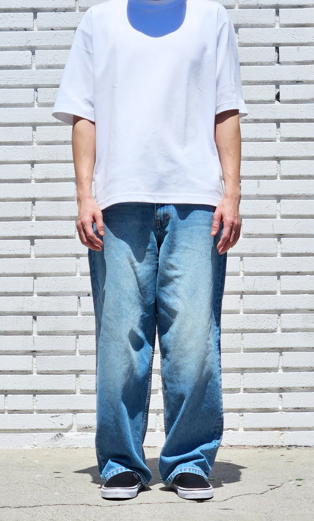 Neo Blue Tinted Fade Medium Blue Baggy Jeans