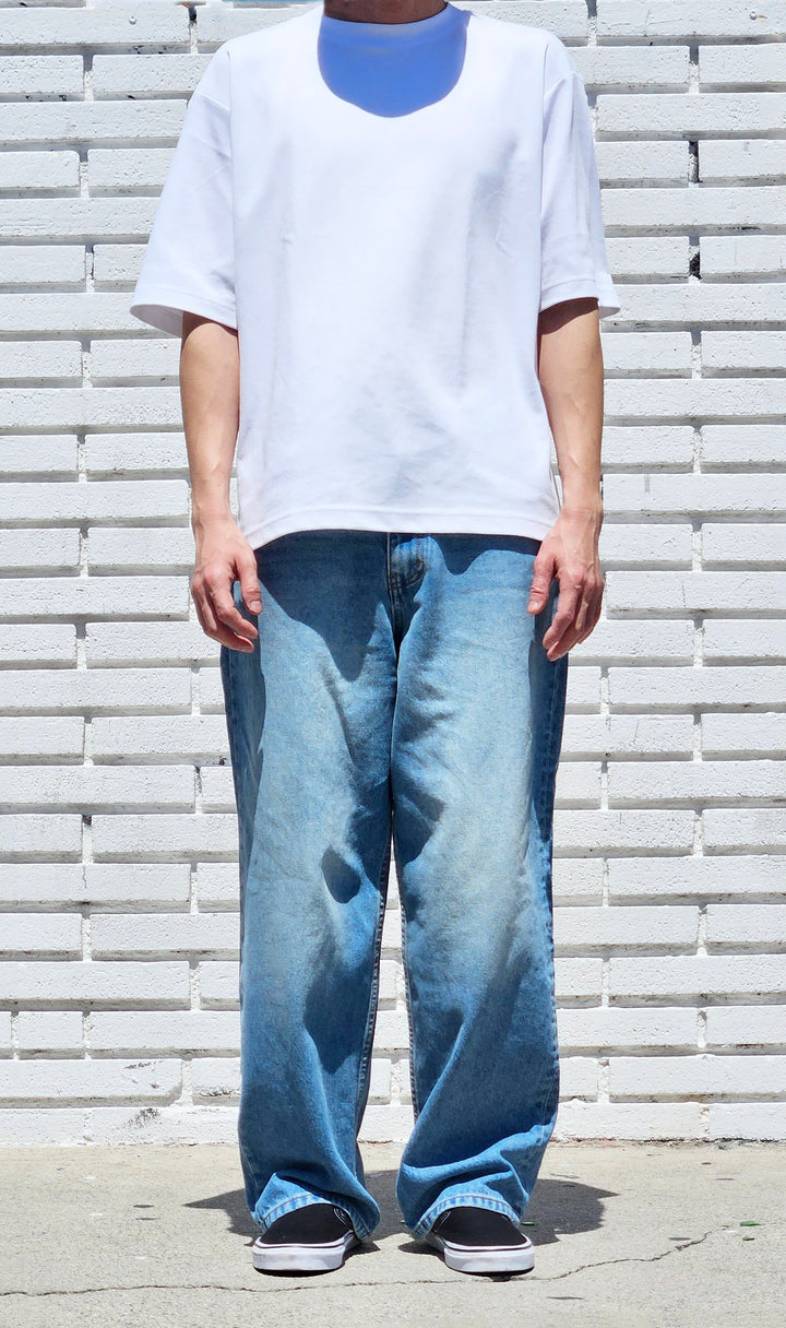 Neo Blue Tinted Fade Medium Blue Baggy Jeans