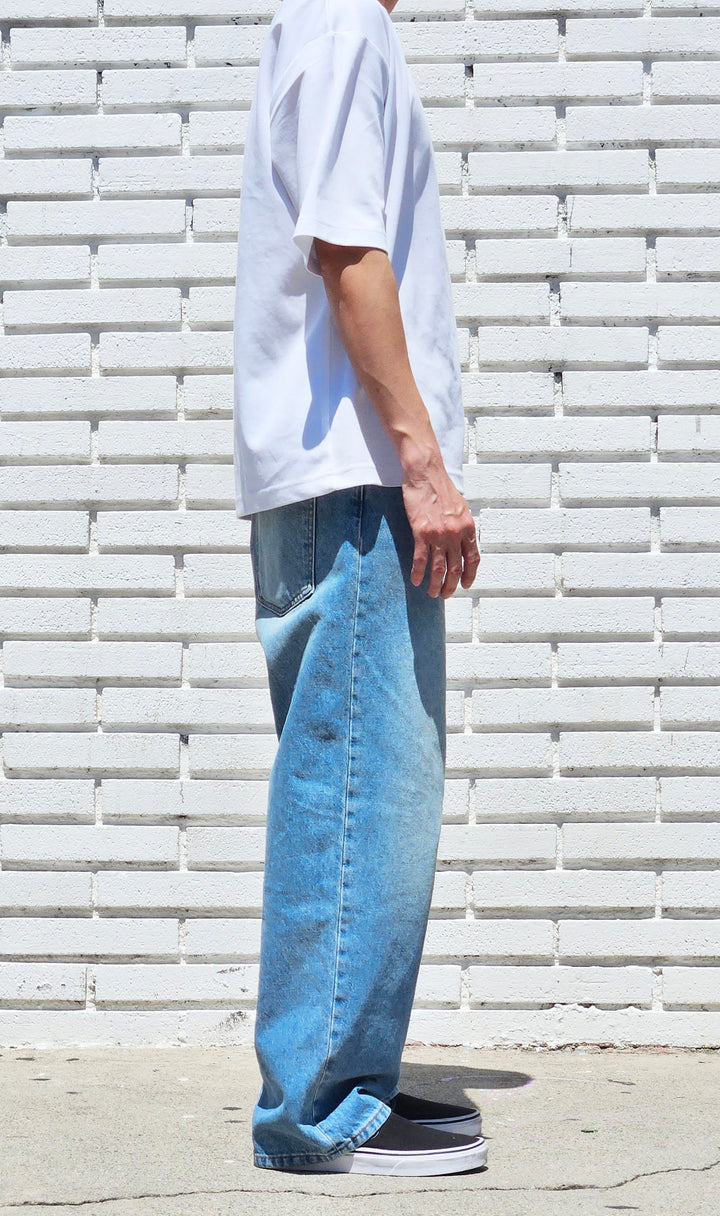 Neo Blue Tinted Fade Medium Blue Baggy Jeans