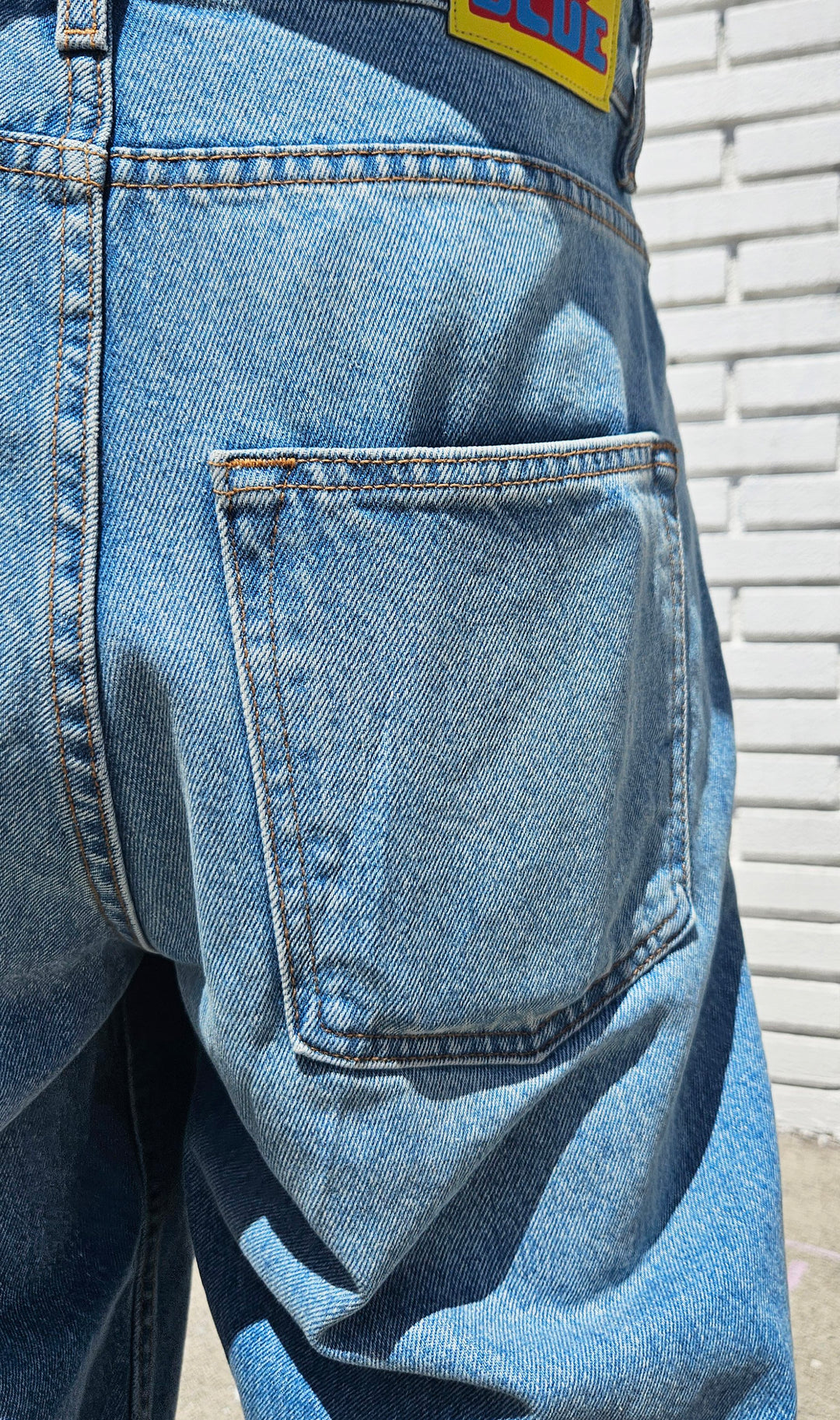 Neo Blue Tinted Fade Medium Blue Baggy Jeans