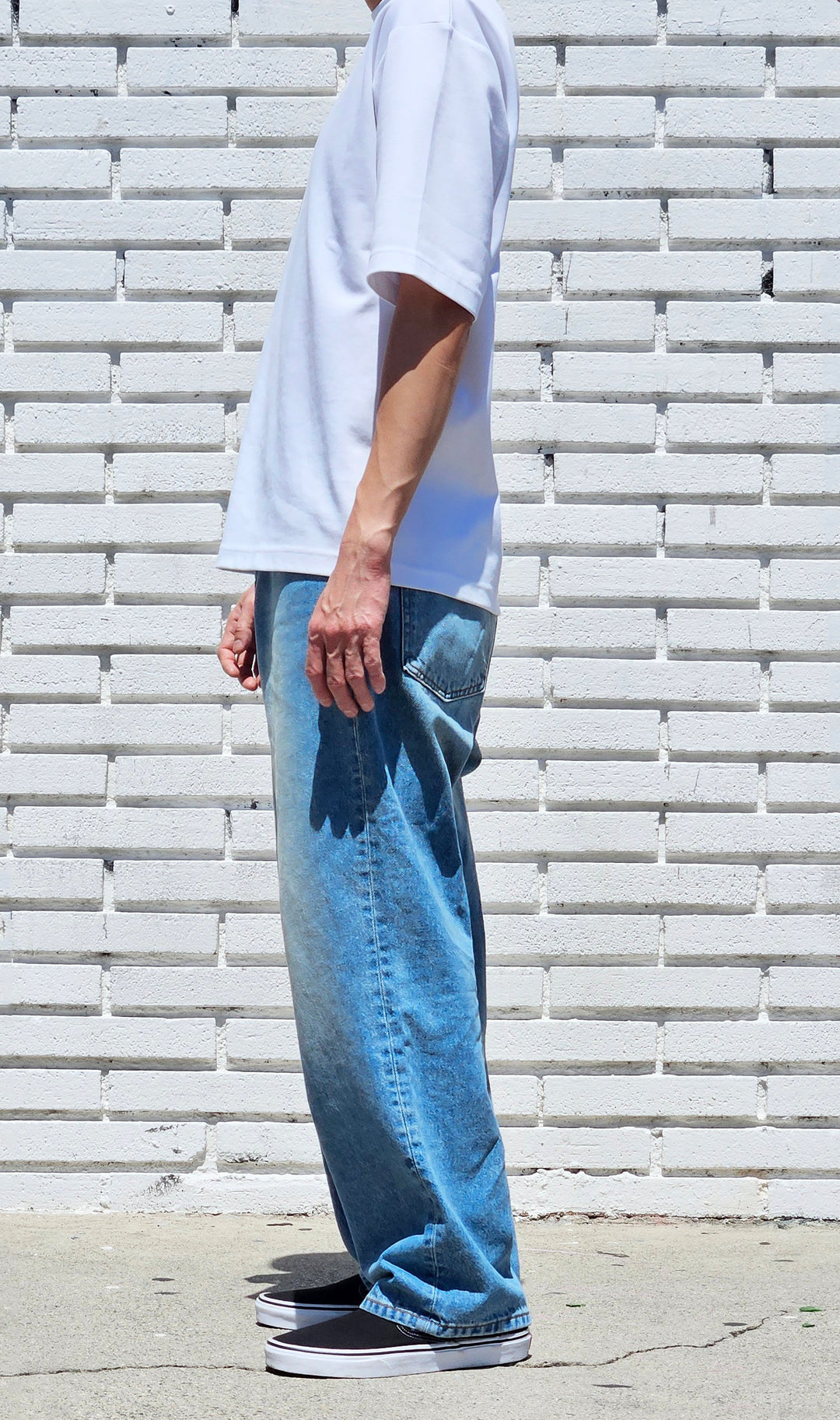 Neo Blue Tinted Fade Medium Blue Baggy Jeans