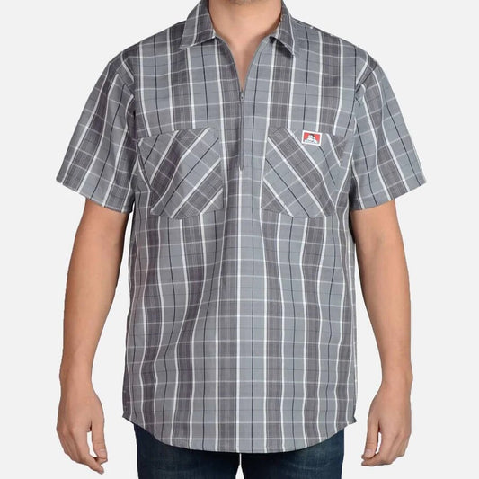 Ben Davis Short Sleeve Plaid 1/2 Zip Shirt - Dress ShirtBen DavisTheOGshop.com
