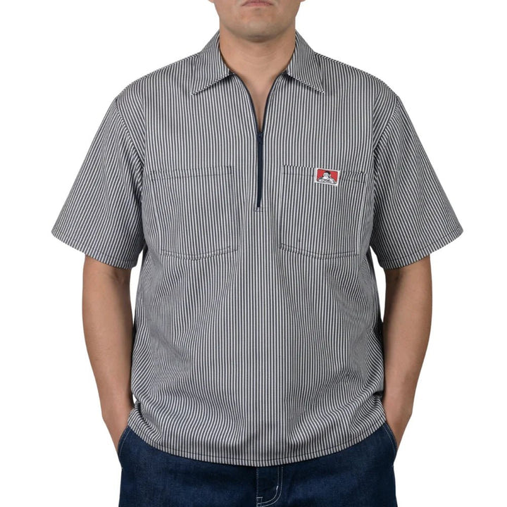 Ben Davis Short Sleeve Striped 1/2 Zip Shirt