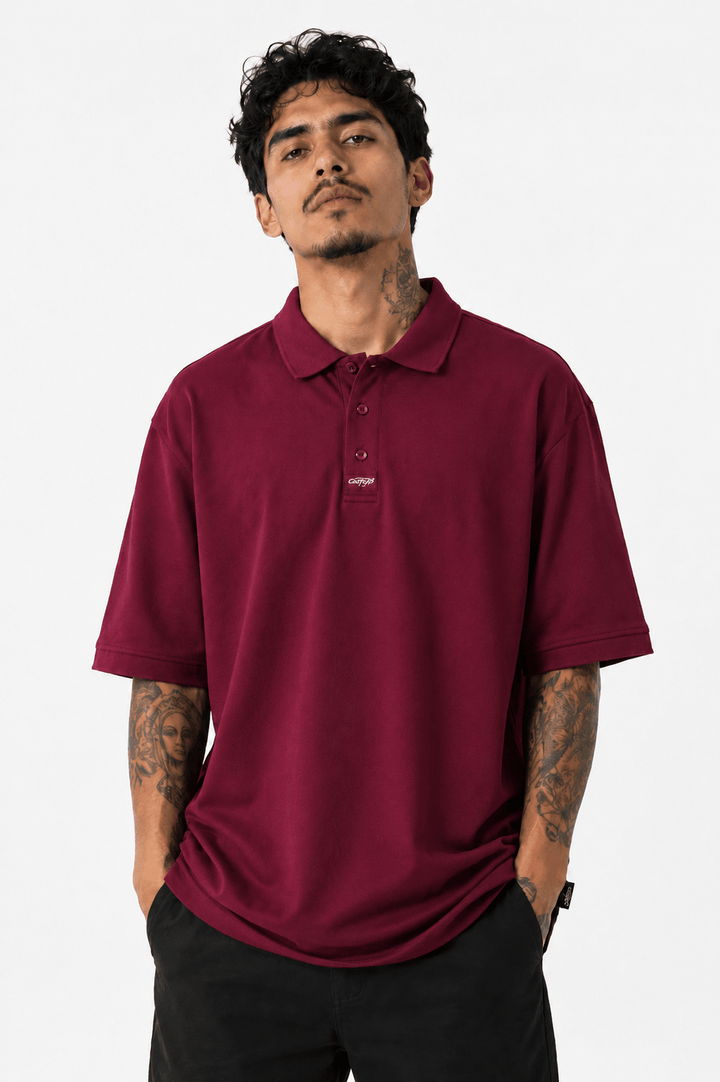 Caltop Heavyweight Solid Polo 3 Button Shirt