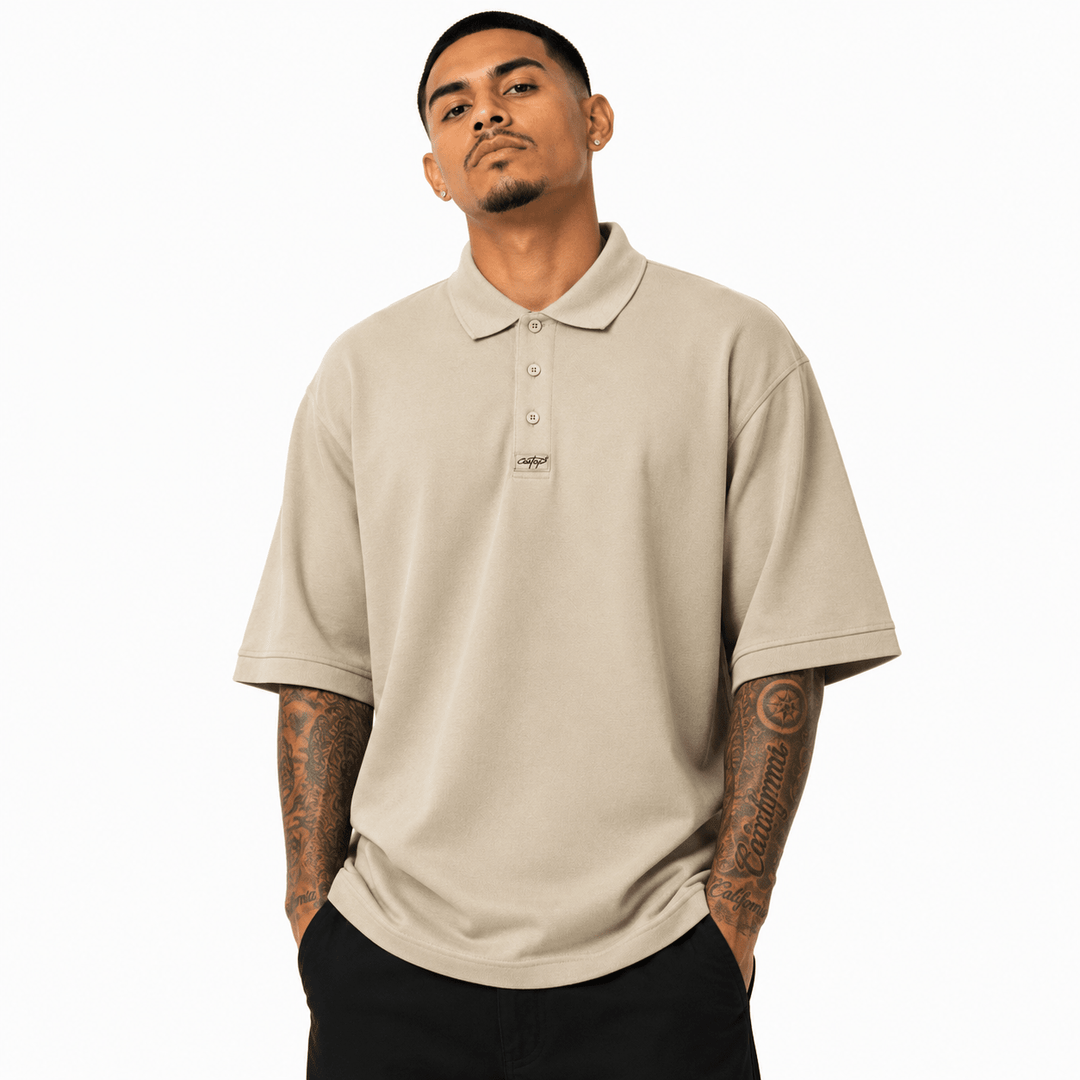 Caltop Heavyweight Solid Polo 3 Button Shirt