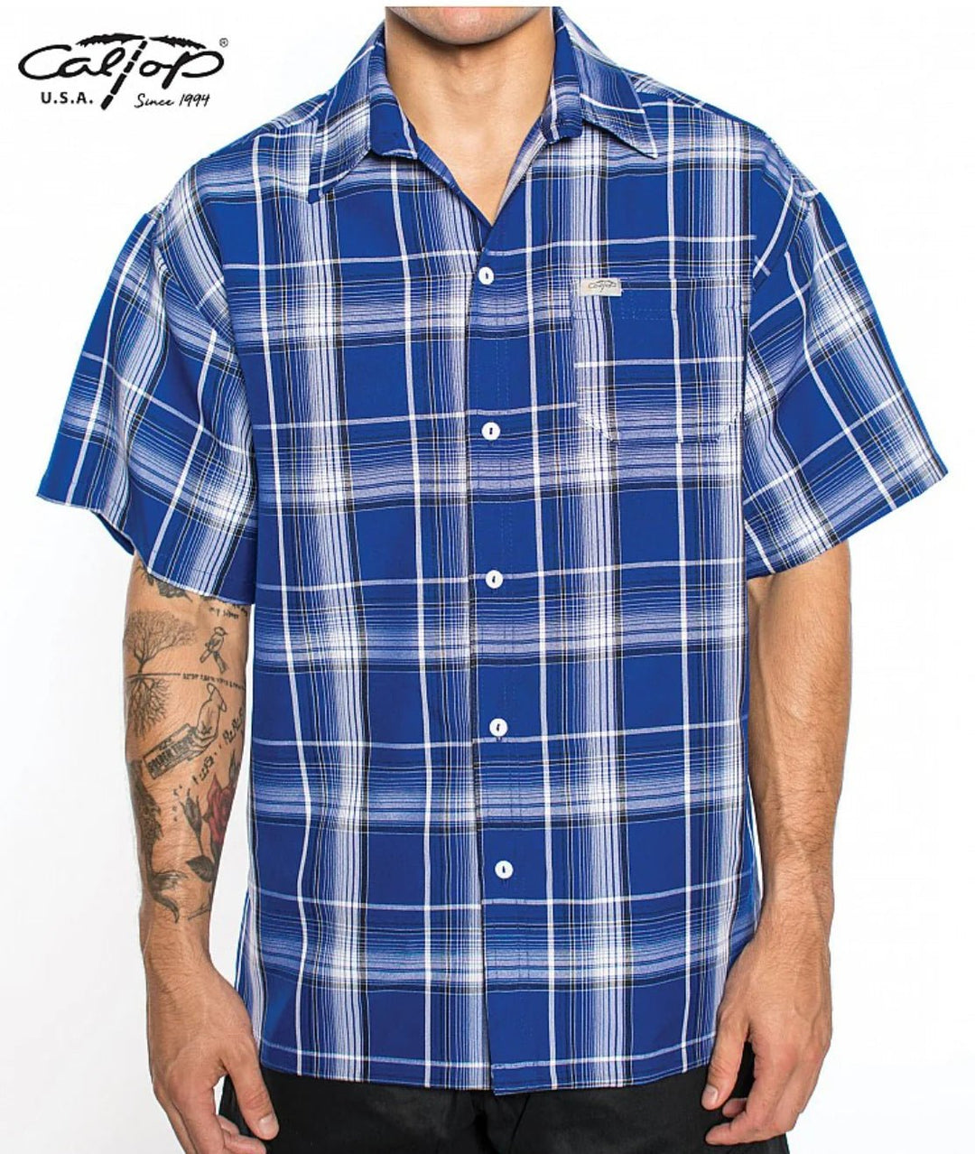 Caltop Plaid Short Sleeve Button Up - PoloCalTopTheOGshop.com