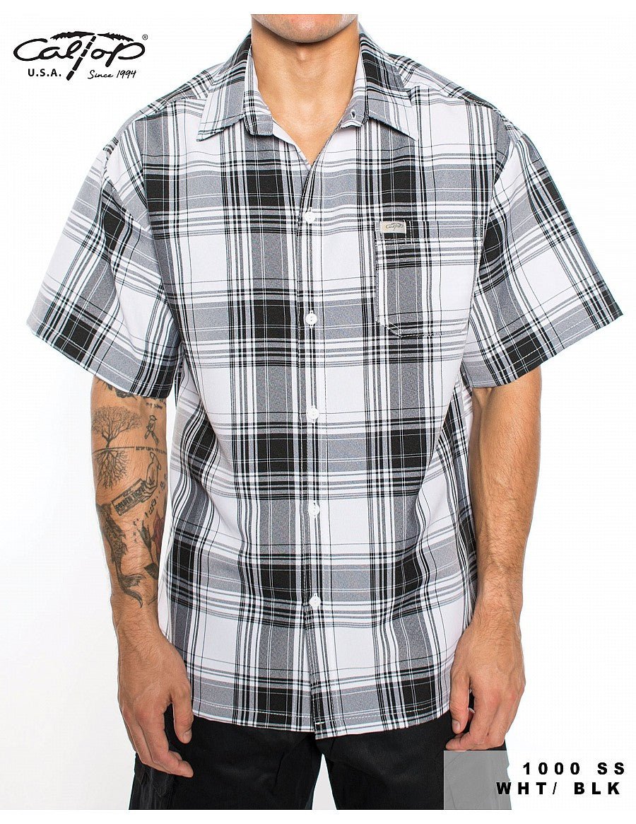 Caltop Plaid Short Sleeve Button Up - PoloCalTopTheOGshop.com