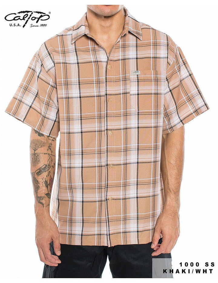 Caltop Plaid Short Sleeve Button Up - PoloCalTopTheOGshop.com