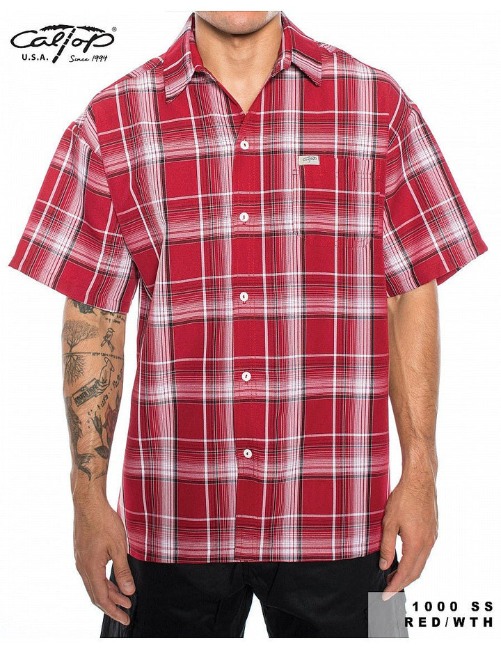 Caltop Plaid Short Sleeve Button Up - PoloCalTopTheOGshop.com