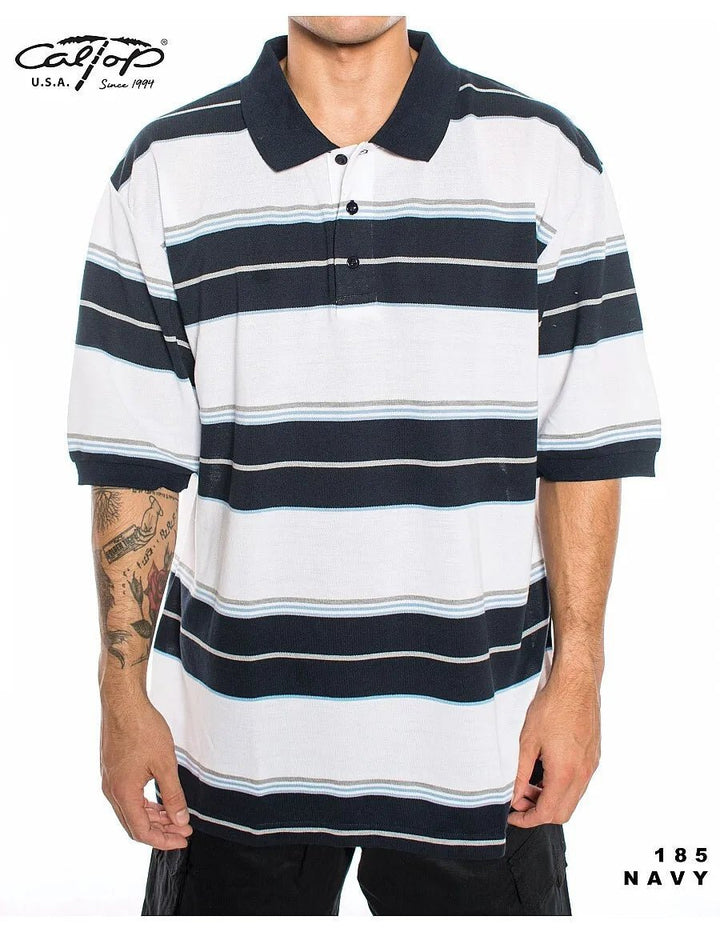 Caltop Short Sleeve Striped Polo Shirt - PoloCalTopTheOGshop.com