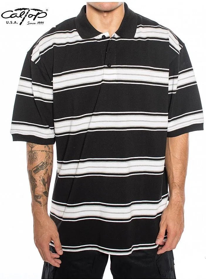 Caltop Short Sleeve Striped Polo Shirt - PoloCalTopTheOGshop.com