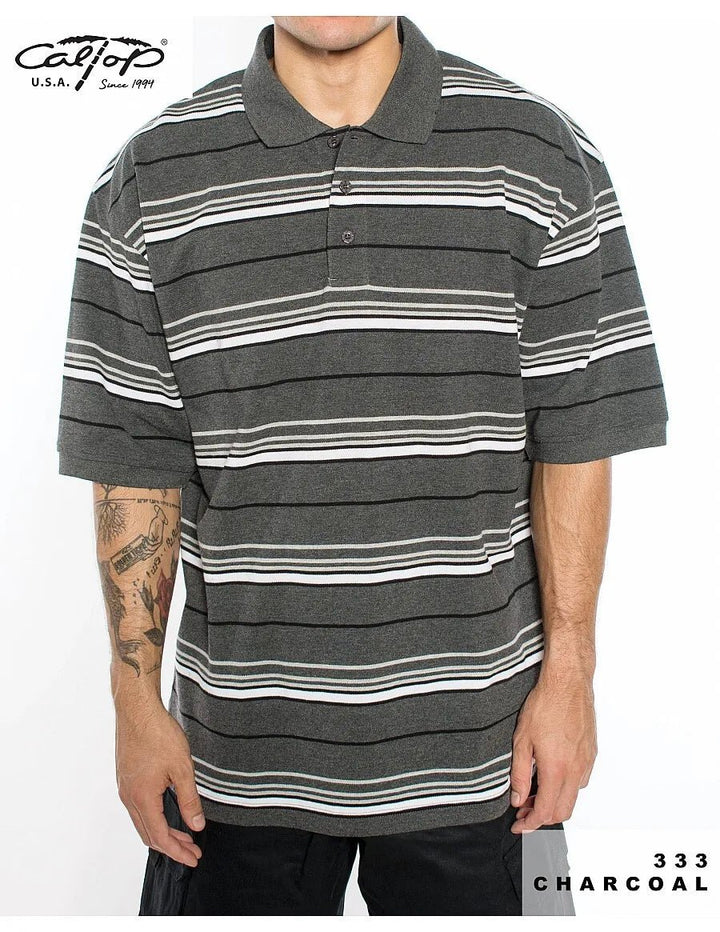 Caltop Short Sleeve Striped Polo Shirt - PoloCalTopTheOGshop.com