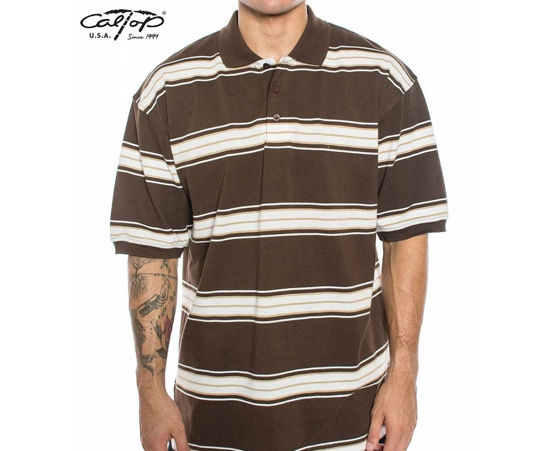 Caltop Short Sleeve Striped Polo Shirt - PoloCalTopTheOGshop.com