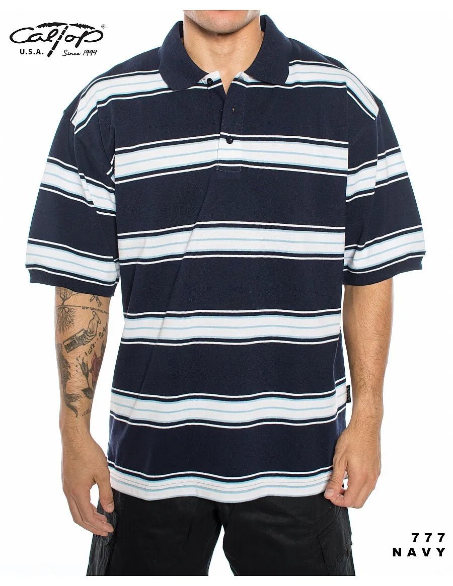 Caltop Short Sleeve Striped Polo Shirt - PoloCalTopTheOGshop.com