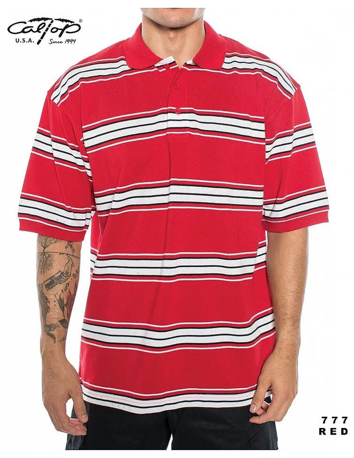 Caltop Short Sleeve Striped Polo Shirt - PoloCalTopTheOGshop.com