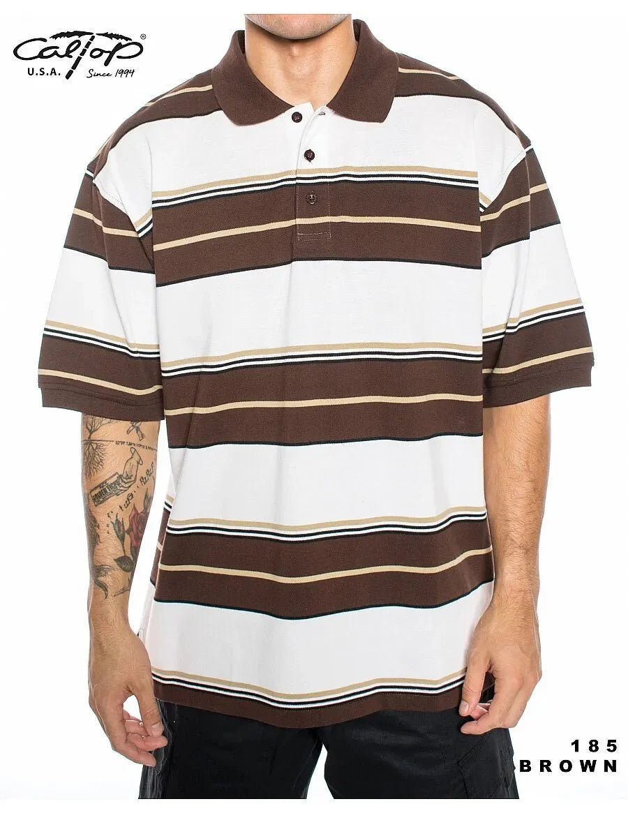 Caltop Short Sleeve Striped Polo Shirt – TheOGshop.com Caltop Short Sleeve Striped Polo Shirt – TheOGshop.com