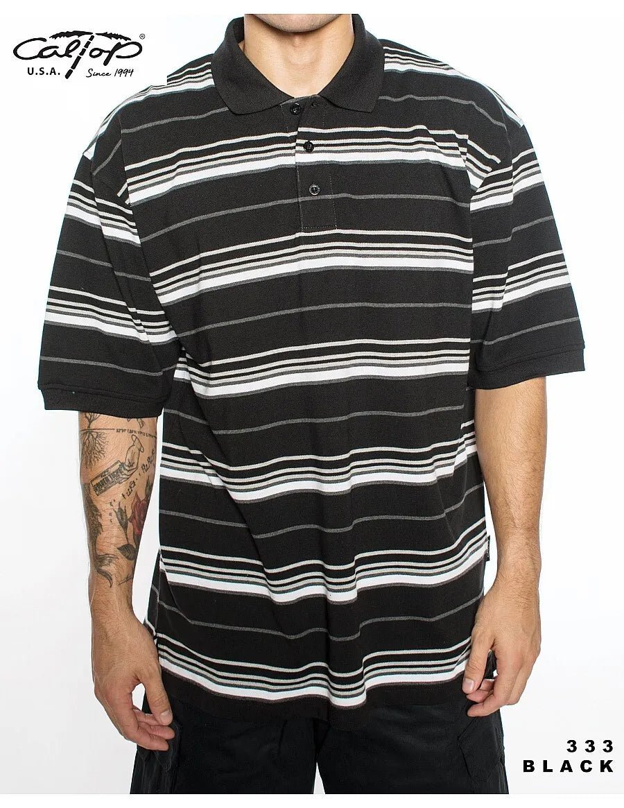 Caltop Short Sleeve Striped Polo Shirt - PoloCalTopTheOGshop.com