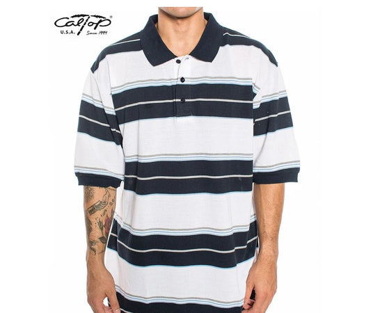 Caltop Short Sleeve Striped Polo Shirt - PoloCalTopTheOGshop.com