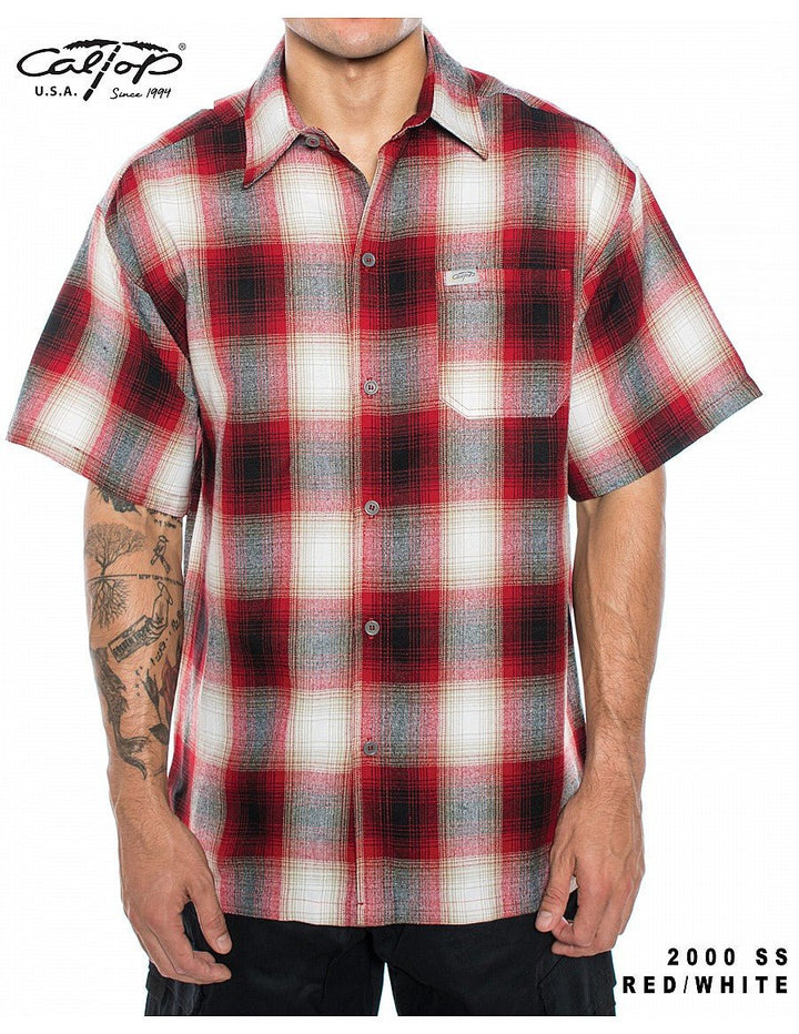 Caltop Short Sleeve Veterano Plaid Flannel Shirt - PoloCalTopTheOGshop.com