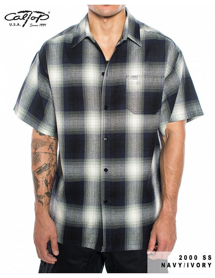 Caltop Short Sleeve Veterano Plaid Flannel Shirt - PoloCalTopTheOGshop.com