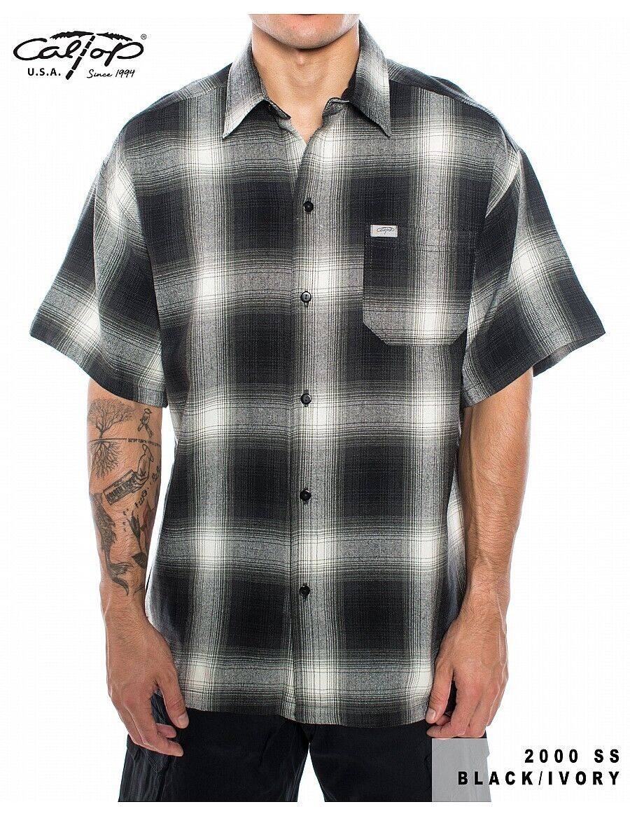 Caltop Short Sleeve Veterano Plaid Flannel Shirt - PoloCalTopTheOGshop.com