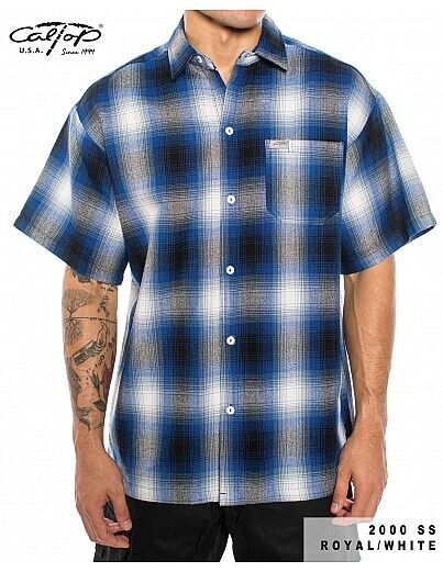 Caltop Short Sleeve Veterano Plaid Flannel Shirt - PoloCalTopTheOGshop.com