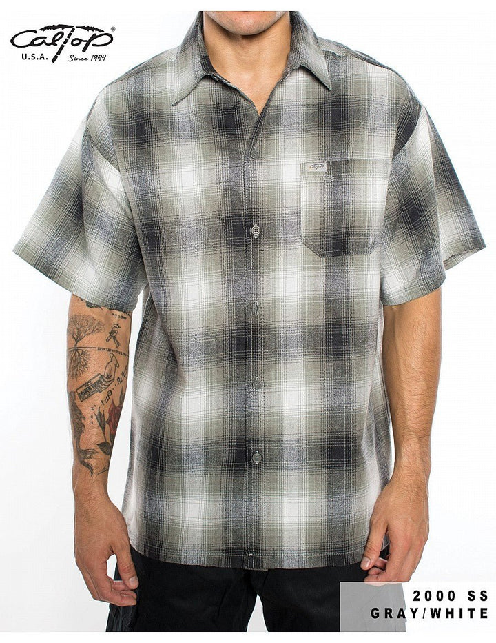 Caltop Short Sleeve Veterano Plaid Flannel Shirt - PoloCalTopTheOGshop.com