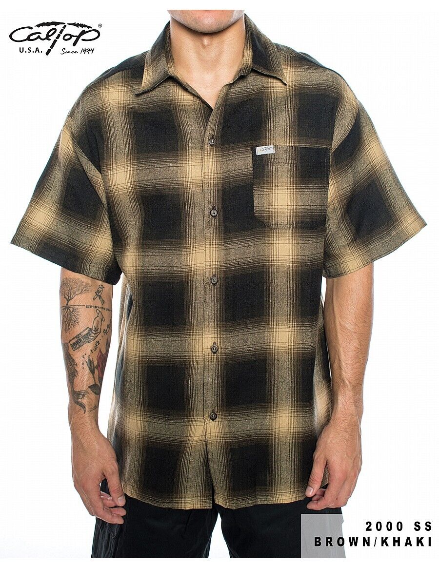 Caltop Short Sleeve Veterano Plaid Flannel Shirt - PoloCalTopTheOGshop.com