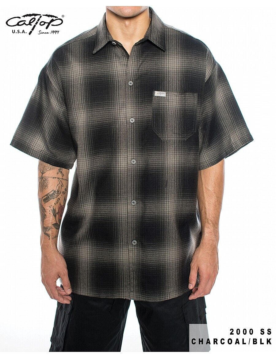 Caltop Short Sleeve Veterano Plaid Flannel Shirt - PoloCalTopTheOGshop.com