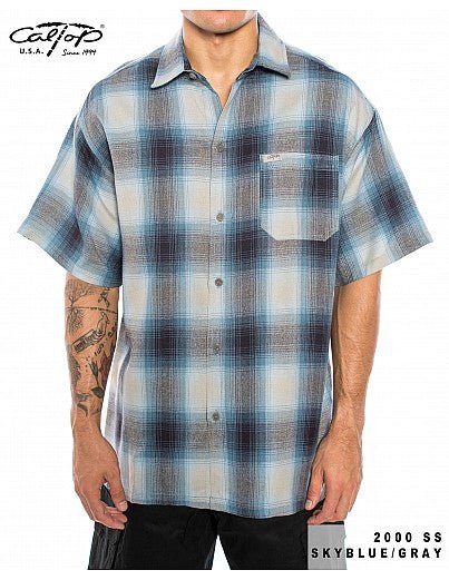 Caltop Short Sleeve Veterano Plaid Flannel Shirt - PoloCalTopTheOGshop.com