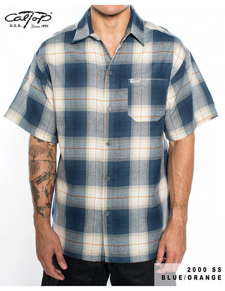 Caltop Short Sleeve Veterano Plaid Flannel Shirt - PoloCalTopTheOGshop.com