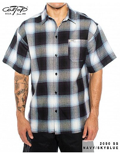 Caltop Short Sleeve Veterano Plaid Flannel Shirt - PoloCalTopTheOGshop.com