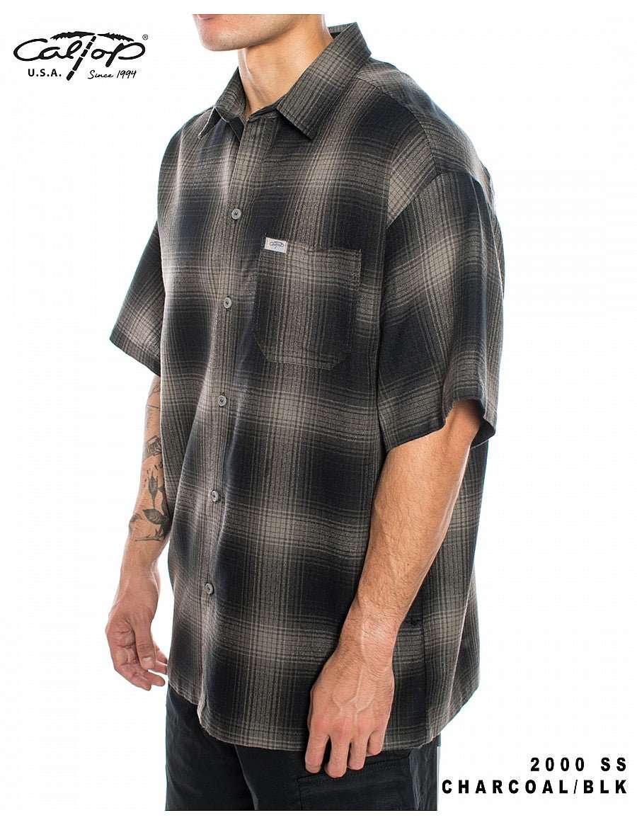 Caltop Short Sleeve Veterano Plaid Flannel Shirt - PoloCalTopTheOGshop.com