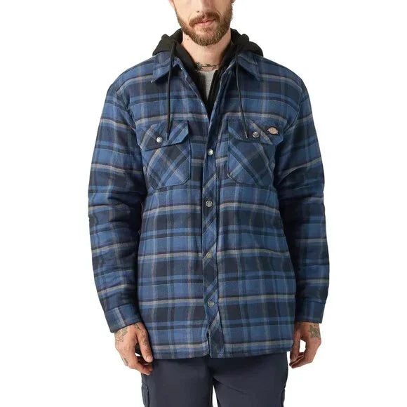 Dickies Water Repellent Flannel Hooded Shirt Jacket - JacketDickiesTheOGshop.com