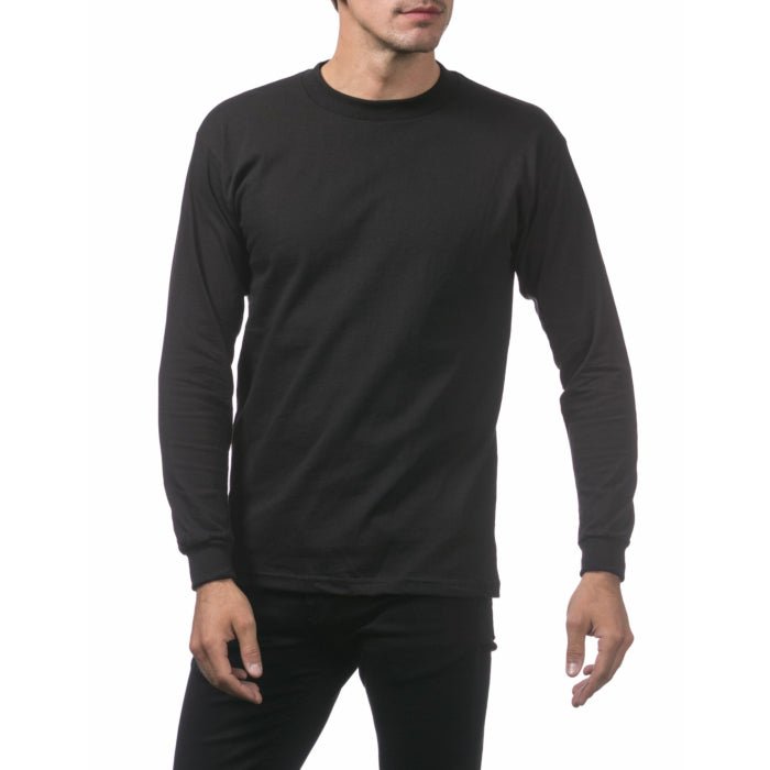 Pro Club Men's Heavyweight Cotton Long Sleeve Crew Neck T-Shirt Black - Long SleevePro ClubTheOGshop.com