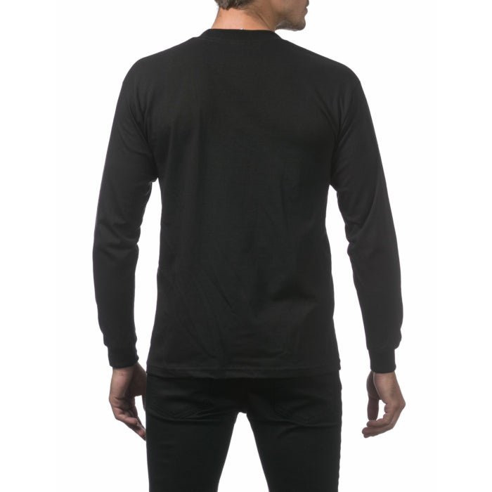 Pro Club Men's Heavyweight Cotton Long Sleeve Crew Neck T-Shirt Black - Long SleevePro ClubTheOGshop.com