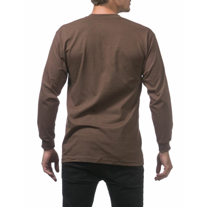 Pro Club Men's Heavyweight Cotton Long Sleeve Crew Neck T-Shirt Brown - Long SleevePro ClubTheOGshop.com