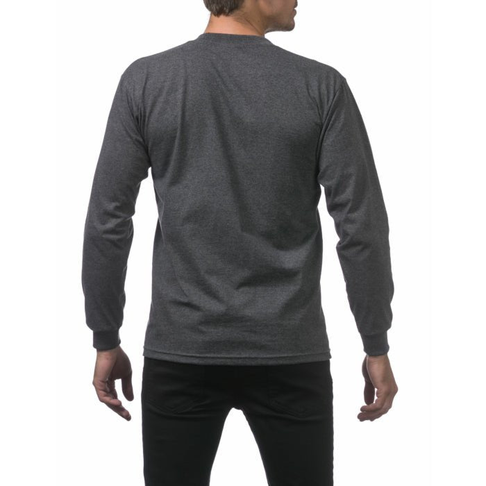 Pro Club Men's Heavyweight Cotton Long Sleeve Crew Neck T-Shirt Charcoal - Long SleevePro ClubTheOGshop.com