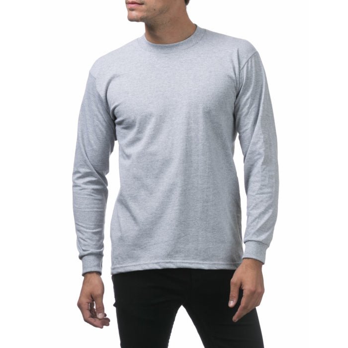 Pro Club Men's Heavyweight Cotton Long Sleeve Crew Neck T-Shirt Heather Gray - Long SleevePro ClubTheOGshop.com