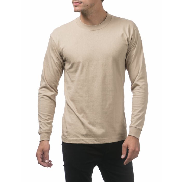 Pro Club Men's Heavyweight Cotton Long Sleeve Crew Neck T-Shirt Khaki - Long SleevePro ClubTheOGshop.com