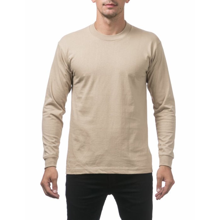 Pro Club Men's Heavyweight Cotton Long Sleeve Crew Neck T-Shirt Khaki - Long SleevePro ClubTheOGshop.com