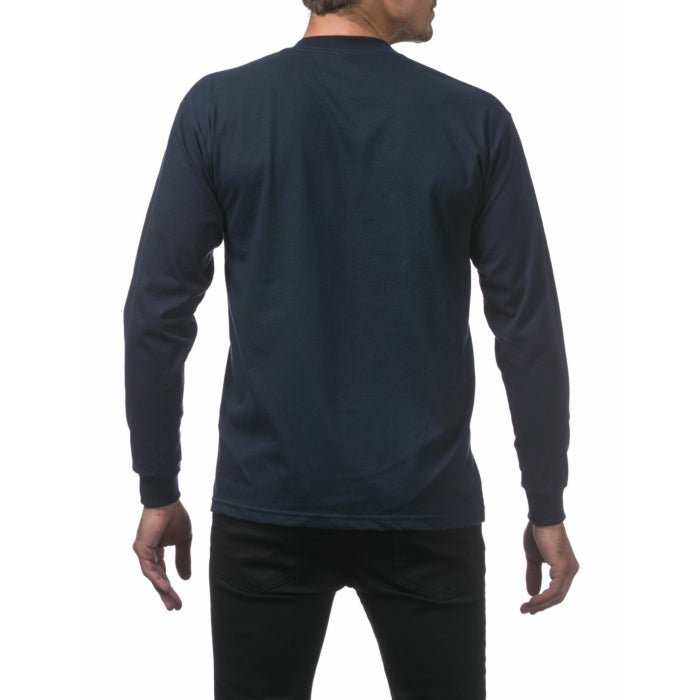 Pro Club Men's Heavyweight Cotton Long Sleeve Crew Neck T-Shirt Navy - Long SleevePro ClubTheOGshop.com