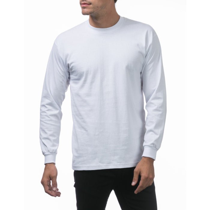 Pro Club Men's Heavyweight Cotton Long Sleeve Crew Neck T-Shirt White - Long SleevePro ClubTheOGshop.com