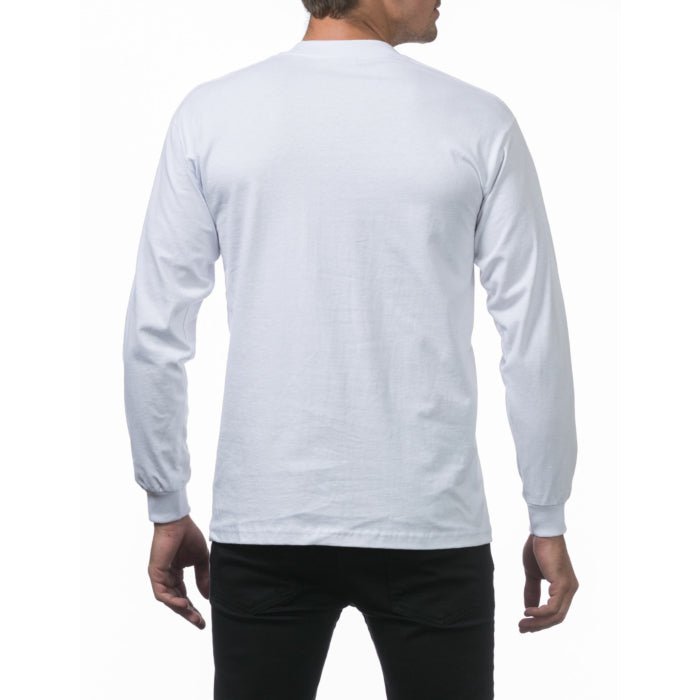 Pro Club Men's Heavyweight Cotton Long Sleeve Crew Neck T-Shirt White - Long SleevePro ClubTheOGshop.com