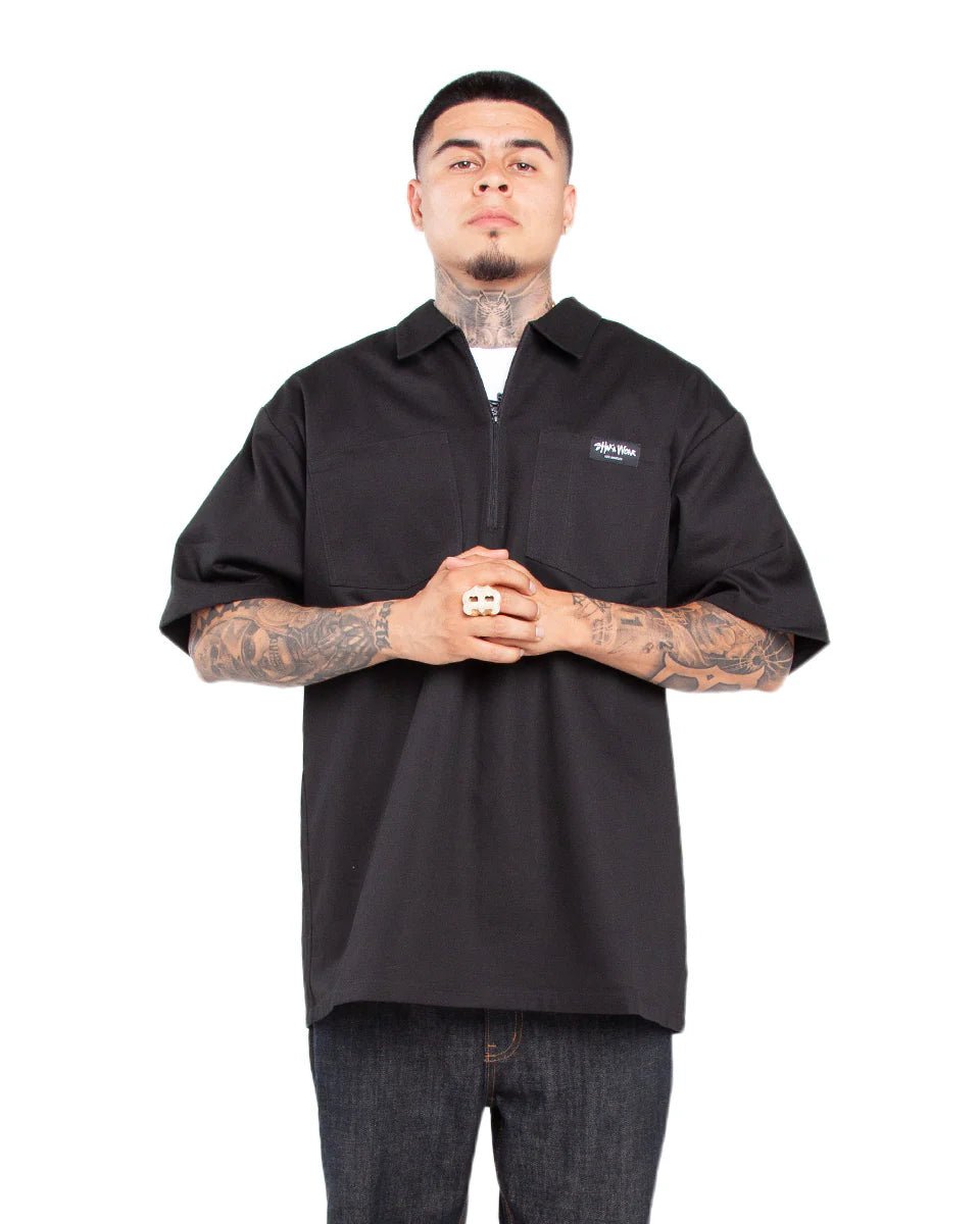 zipper dress shirt Shaka Half Zip Work Shirt Khaki / XL